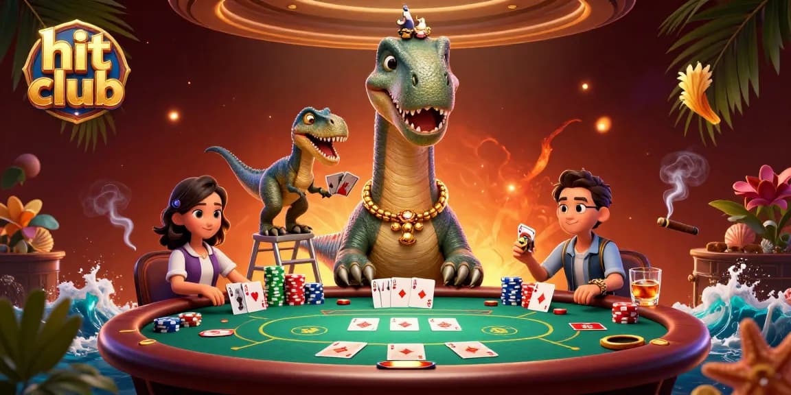 Players strategizing at a vibrant hit club poker table filled with action and excitement.