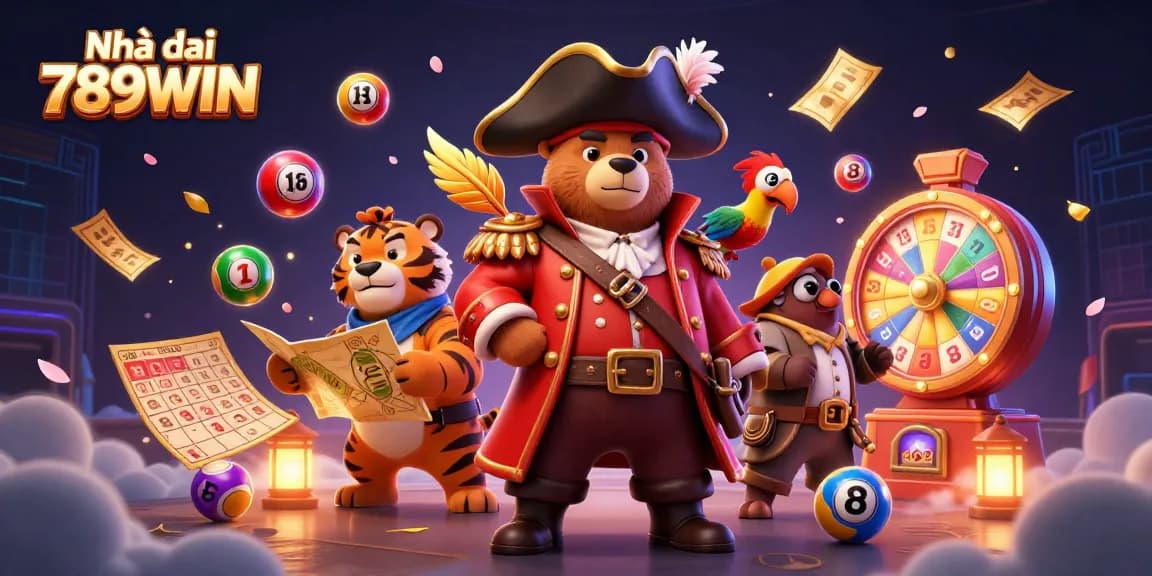 Join action with Nhà cái 789WIN in this vibrant casino-themed 3D illustration showcasing dynamic gaming elements.