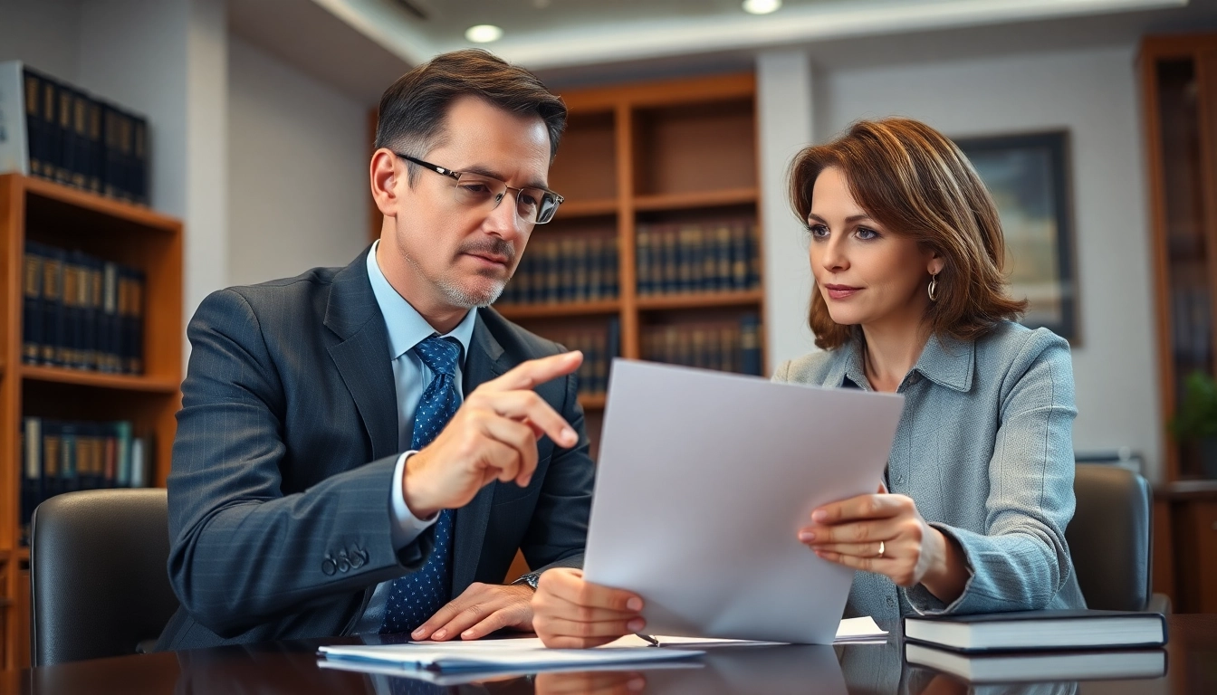 Probate lawyer advising a client in a professional office setting, showcasing expertise and trust.
