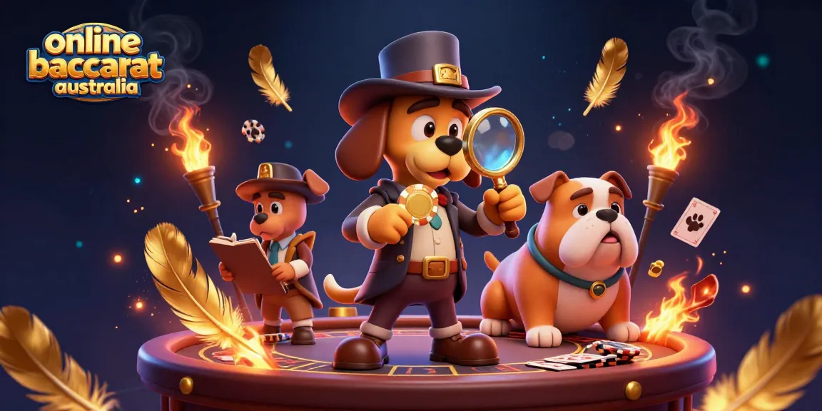 Engage in online baccarat Australia with a detective duo uncovering winning strategies amid vibrant casino elements.