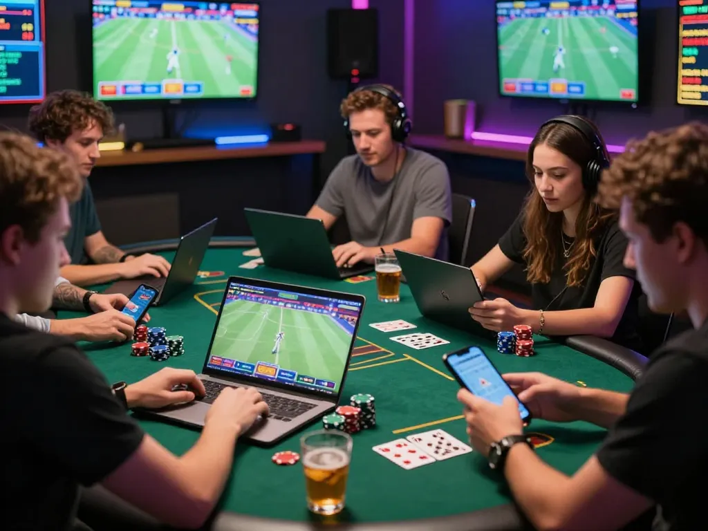 SBOBET88 online betting excitement with diverse individuals placing bets and enjoying sports events