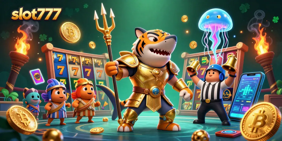 Experience thrill with slot777 in an interactive underwater colosseum featuring magical symbols and vibrant characters.