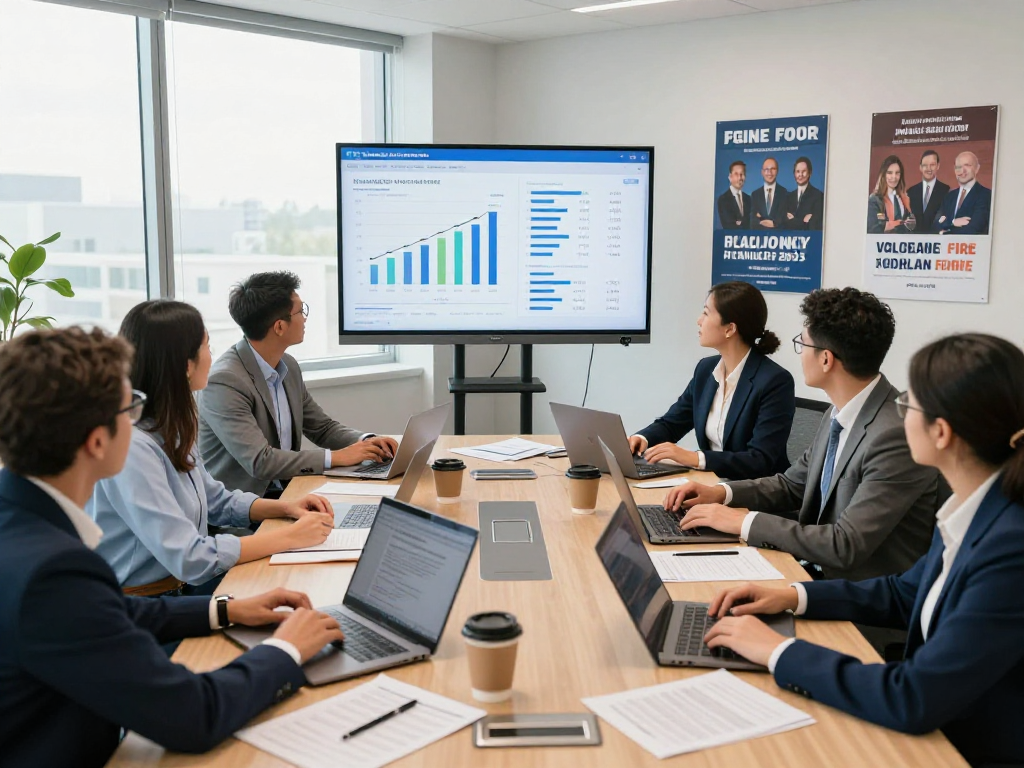 Analyzing political consultant fees during a strategic campaign meeting with diverse professionals focused on data insights.