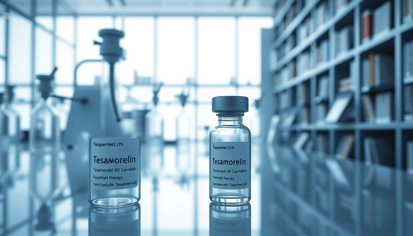 Injecting tesamorelin in vials emphasizes its role in peptide therapies for health.