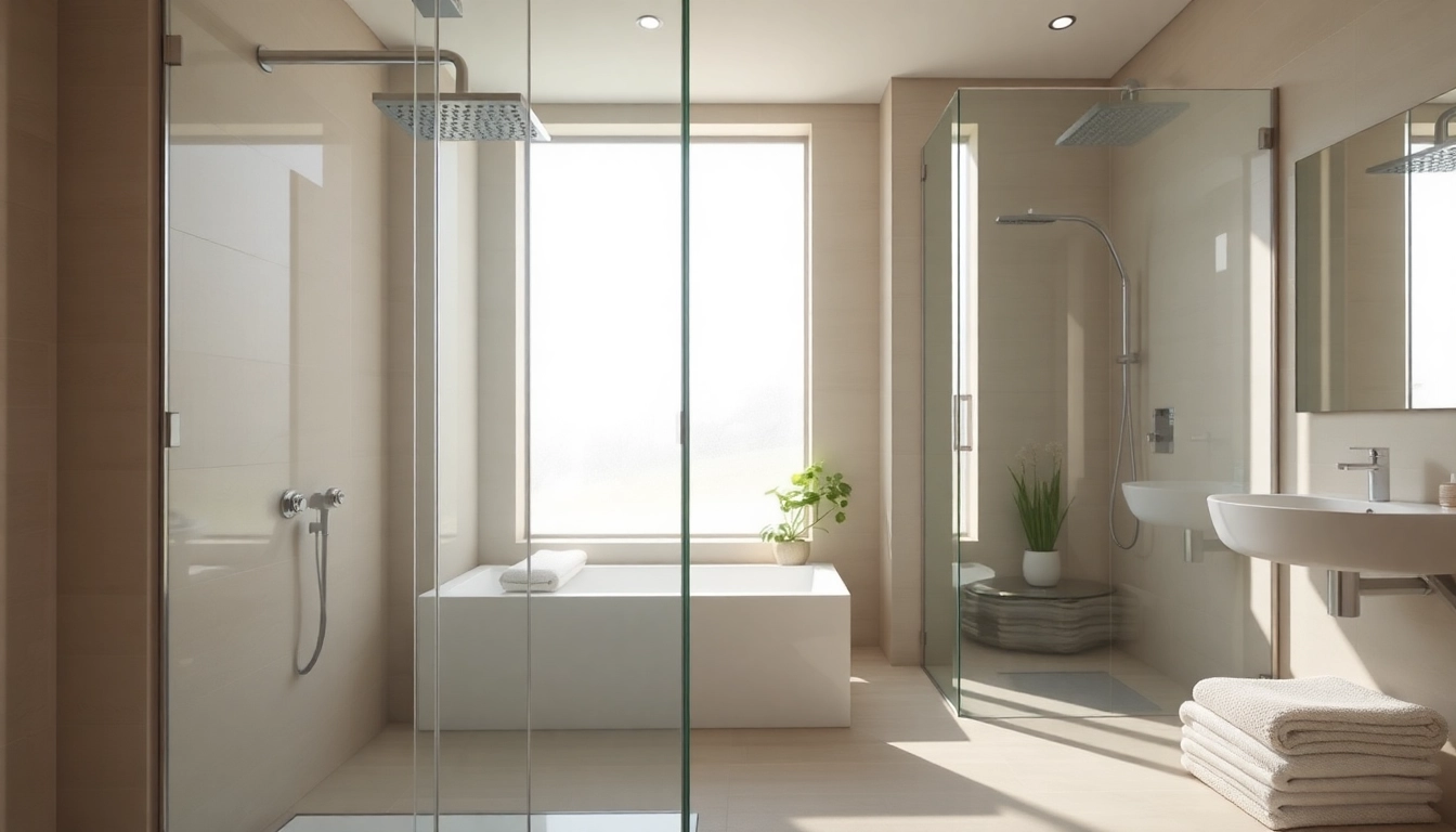 Experience elegant showers au with a luxurious modern bathroom featuring a stylish shower installation.