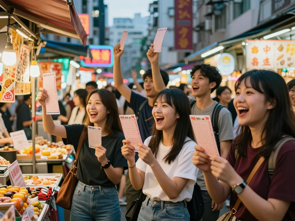 Sahabat menikmati kegembiraan HK Lotto di pasar jalanan Hong Kong yang semarak.