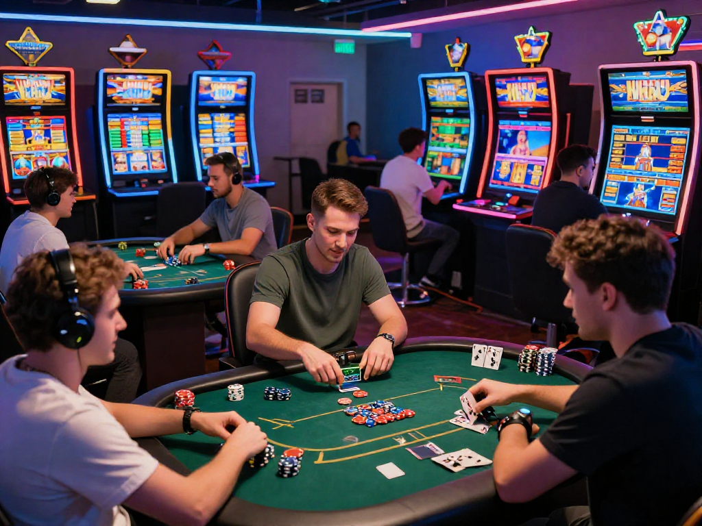 Engaged players immersed in rokok 88 online gaming experience with vibrant casino atmosphere.