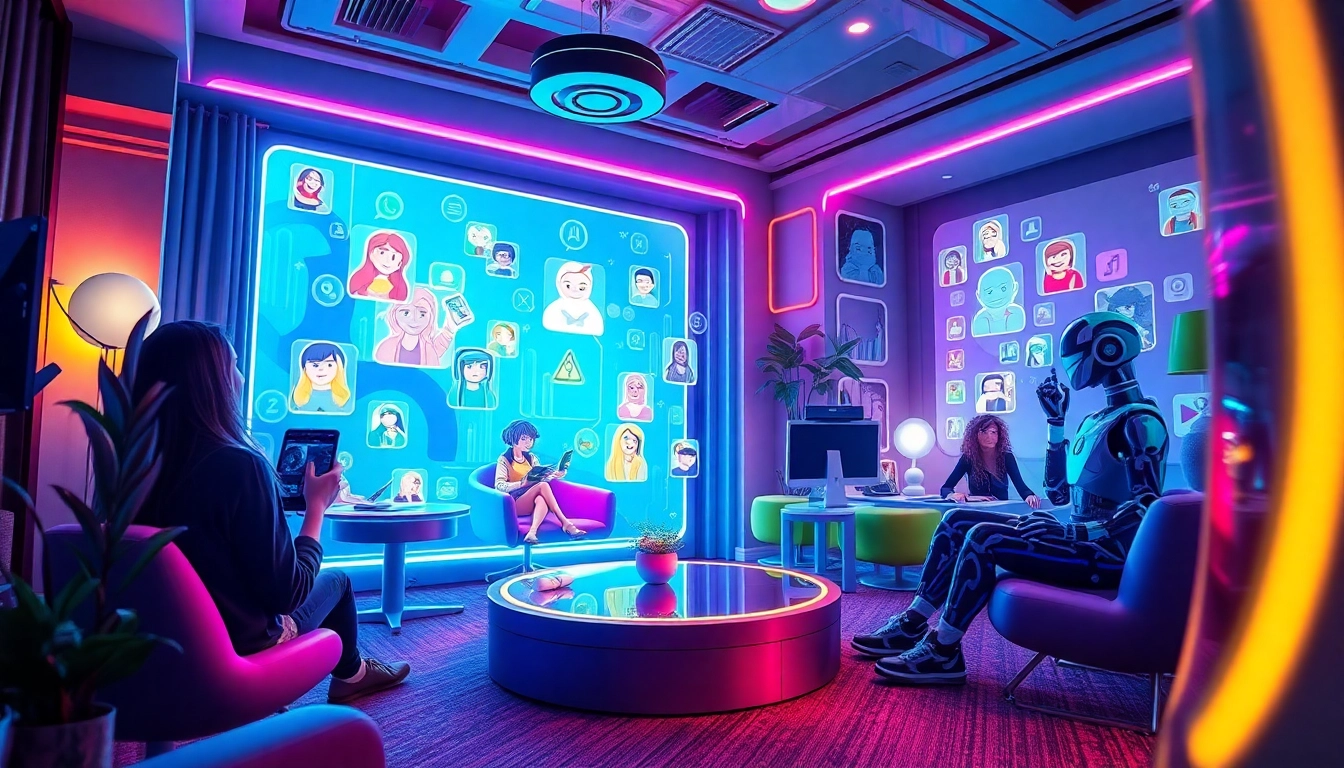 Engaging AI chat experience with vibrant characters showcasing crush on ai innovations.