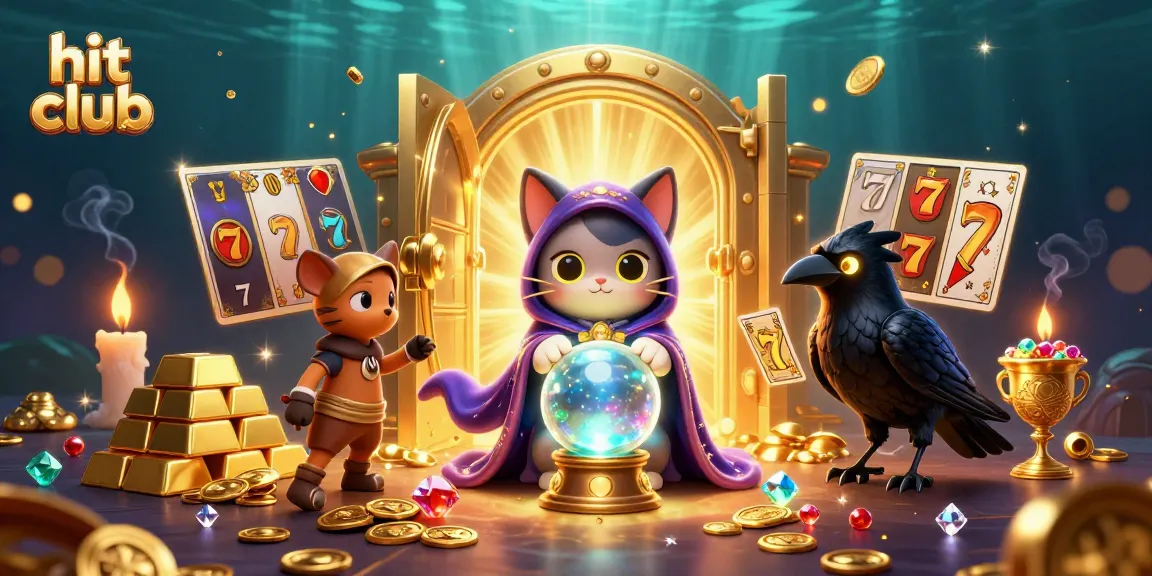 Experience the thrill of hit club gaming with mystical characters amidst treasures in this vibrant casino scene.
