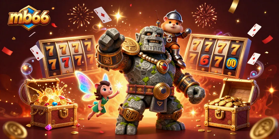 Experience thrilling slot adventures with mb66, featuring lucky symbols and vibrant casino elements.