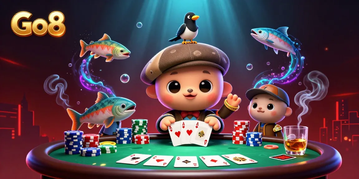 Experience Go8's exciting gaming world with a playful Nessie and vibrant casino elements.